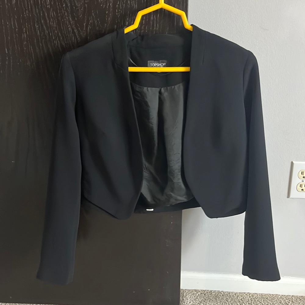 Top shop cropped black blazer